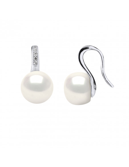 Boucles d'Oreilles Perles de Culture et Oxydes de Zirconium - 2 Coloris - Argent 925 - LAETITIA