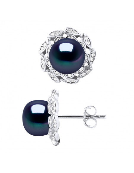 Earrings Culture Beads and Zirconium Oxides - 2 Colors - Silver 925 - Sabrina