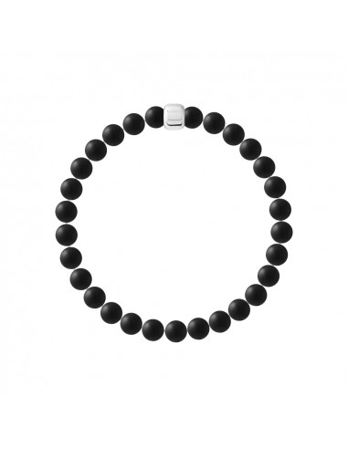 Pulsera protectora de ágata negra mate - plata 925 - thasos