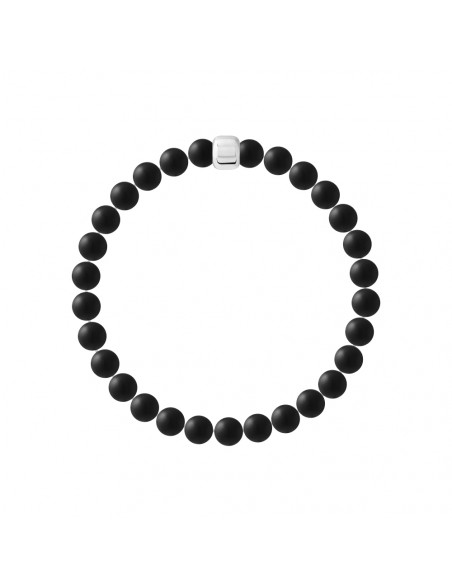 Schwarzes Achat-Schutzarmband Matte - Silber 925 - Thasos