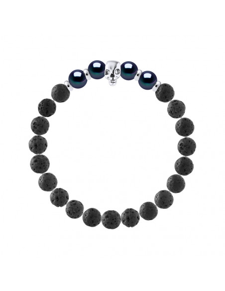 Braccialetto Capo di morte in Black Culture Perline e rondella - Argento 925 - Death