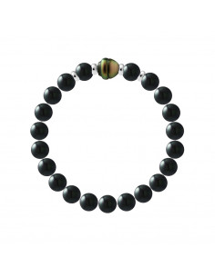 Bracelet Perle de Tahiti Cerclée en Onyx Noir - Argent 925 - JUKATA