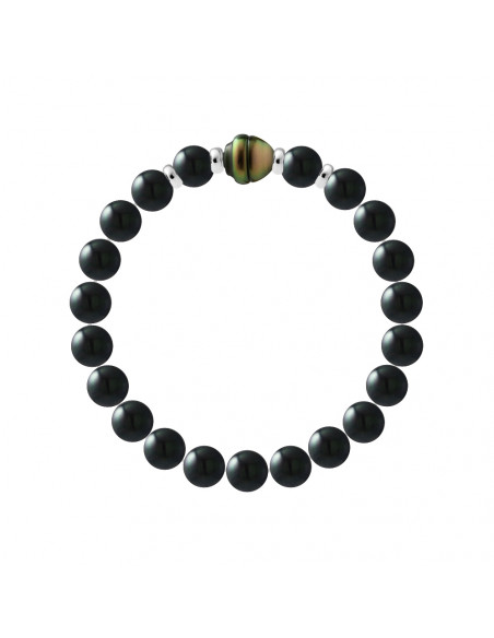 Pulsera Tahitian Bead Circled en Negro Onyx - Silver 925 - Jukata