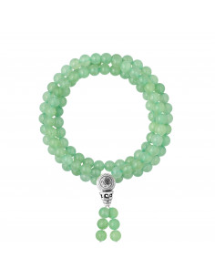 Bracelet de Méditation Triple Rang en Aventurine - Fermoir Tibétain  - Argent 925  - YUNA