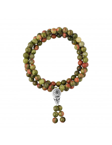 Dreifach-Rang-Meditations-Armband in Unakite - Tibetanische Verschluss - 925 Silber - Yuna