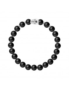 Bracelet Tête de Mort en Agate Noire Matte - Argent 925 - SHAMAN