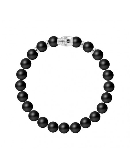 Armband-Todesleiter im schwarzen Achat Matte - Silber 925 - Schamane