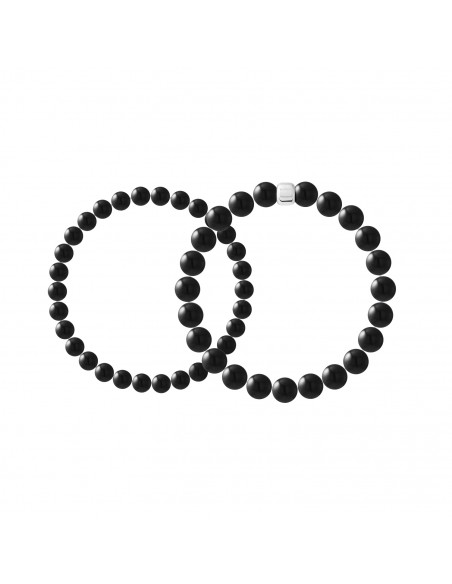 Duo-Armbänder in schwarzem Obsidian - Silber 925 - Zen