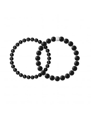 Duo Bracelets in Matte Black Agate - 925 - Zen Silver