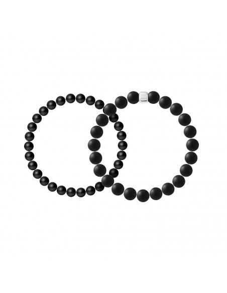 Bracelets Duo en Agate Noire Matte - Argent 925 - ZEN
