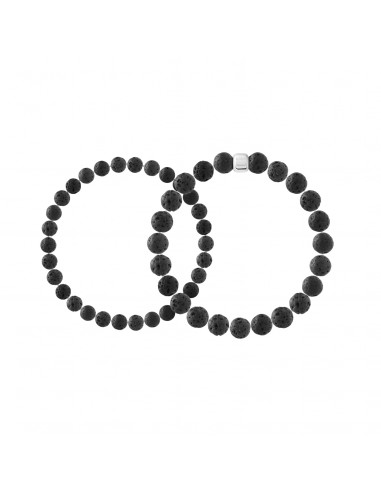 Duo Stone Bracelets Natural Lava Stone - Silver 925 - Zen