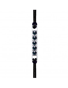 Bracelet Lien Ajustable 5 Perles Noires - Argent 925 - AKARU