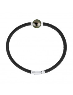 Bracelet Véritable Perle de Tahiti Fermoir et Viroles Argent