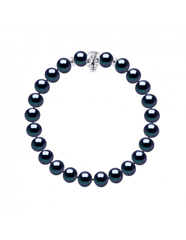 Pulsera cabeza de abalorios de cultura negra muertos - plata 925 - cráneo