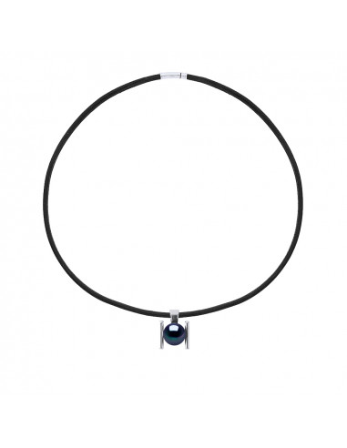 Neopren-schwarze Kultur Perle Halskette - Silber 925 - Mauna Loa