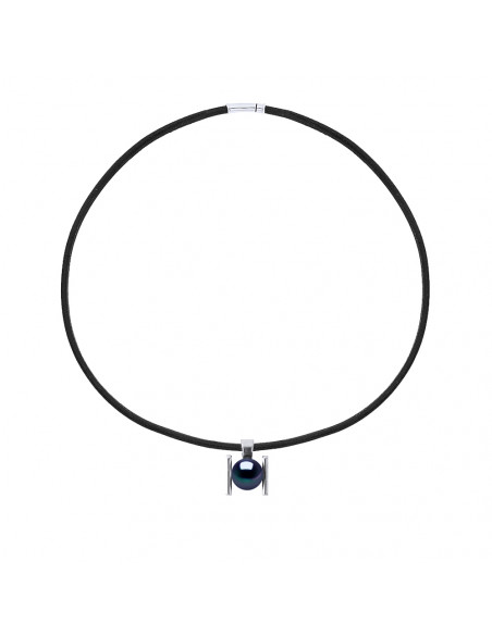 Collar de perlas de Neoprene Negro Cultura - Plata 925 - Mauna Loa