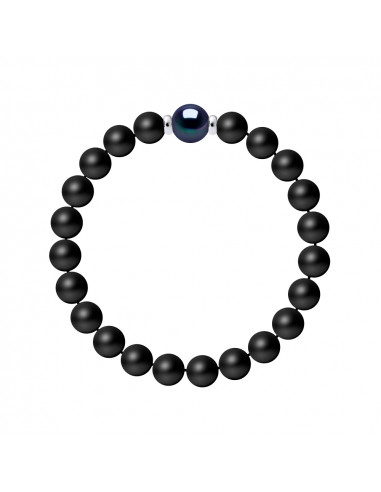 Black Culture Bead Pulsera en ágata negra mate - 925 Silver - Chance