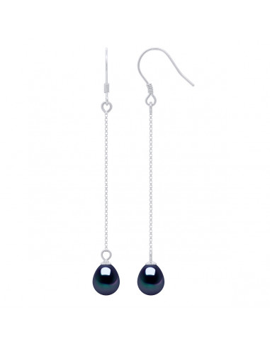 925 silver pending earrings with pear pear pear pearls 7 mm - 4 colors - Alba