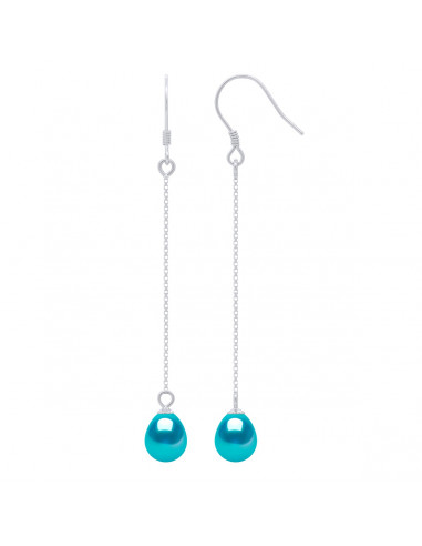 925 silver pending earrings with pear pear pear pearls 7 mm - 4 colors - Alba