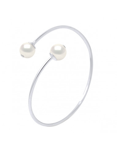 Armband JONC YOU & ME 2 Runde Kultivierung Perlen 9 mm in 925 - Ines Silber