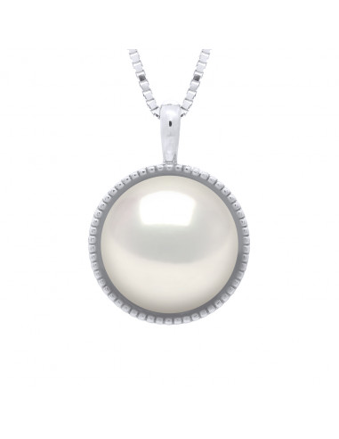 Culture Pearl Necklace 9 mm Button 925 - Nataly