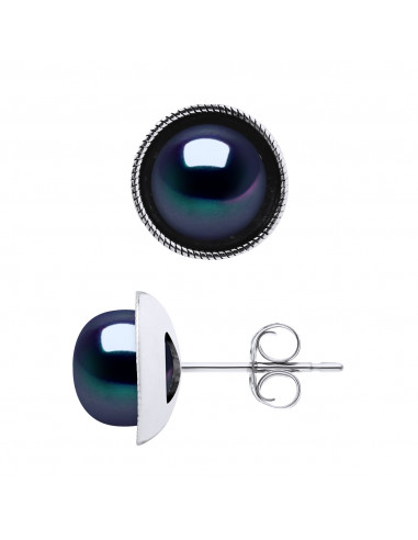 Orecchini perline di cultura Bottoni da 9 mm in 925 - Nataly