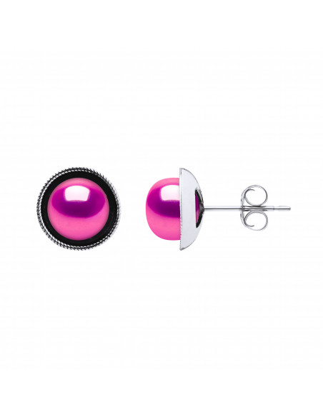 Boucles d'Oreilles Perles de Culture Boutons 9 mm en Argent 925 - NATALY