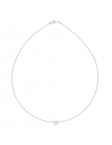 Omega Necklace Culture Bead 9 mm in Silver 925 - Nataly