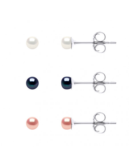 Coffret 3 Paires Boucles d'Oreilles - Perles de Culture 3 mm - Argent 925 - MIA
