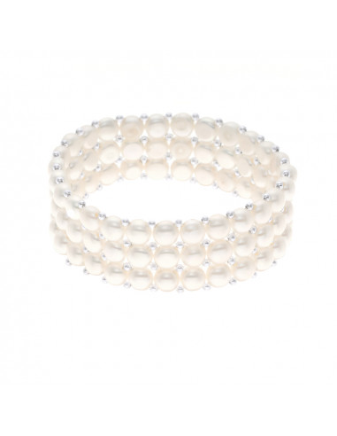 Bracelet 3 rows 4 mm culture beads - 5 colors - Lena