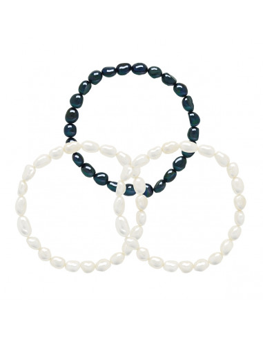 Trio Bracelets Baroque Culture Beads 6-7 mm - Rosa