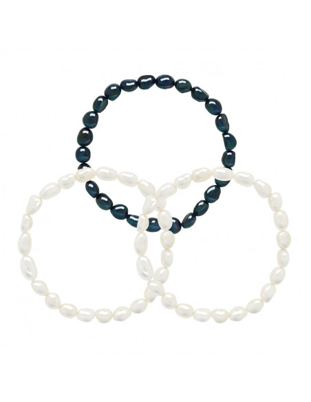 Trio Bracelets Baroque Culture Beads 6-7 mm - Rosa