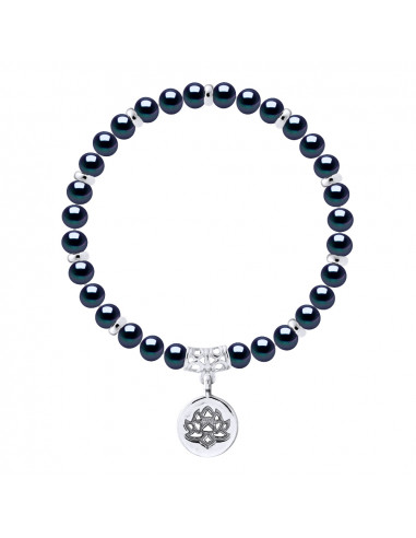 Break Brelope Culture Beads semi round 6-7 mm in 925 silver - Lotus black