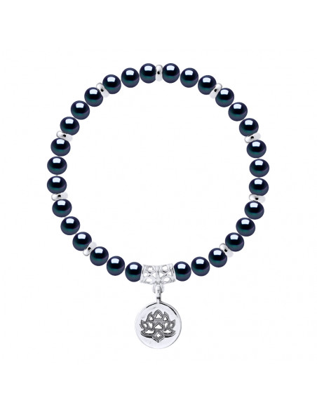 Break Brelope Culture Perline Semi Round 6-7 mm in argento 925 - Lotus Black