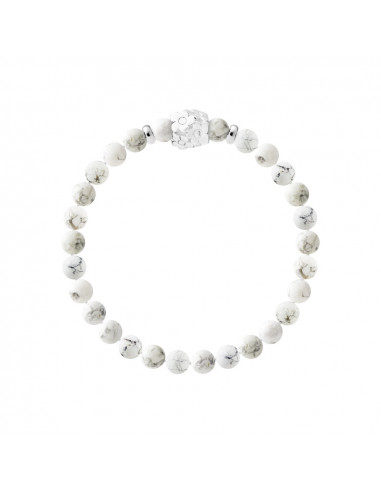 Armband Blumen Howlite White Silber 925 - Blumenmacht