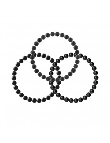 Set of 3 Gemstone Bracelets Gemstone Black Agate - Lave Stone - Onyx - Ona