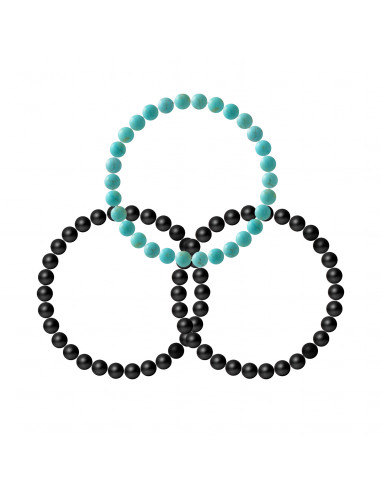 Conjunto de 3 pulseras de gemas prodigiosas ágata mate negro y turquesa - ONA
