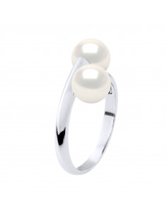 Bague Toi et Moi Perles de Culture en Argent 925 - JADE