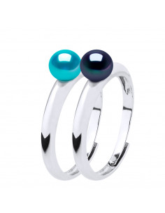 Bague Duo Perles de Culture 5 mm en Argent 925 - LEA II
