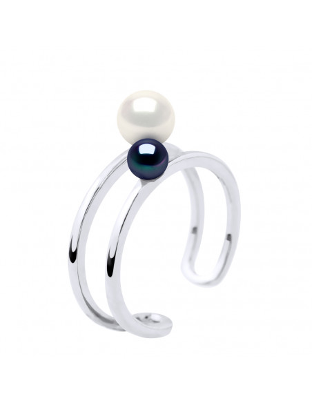 Perle di cultura dell'anello Duo 925 - Julia