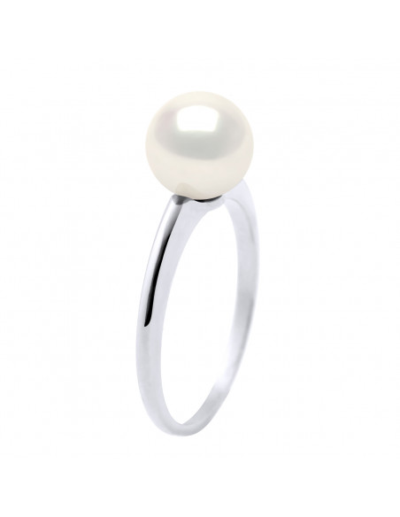 Bague Jonc Finesse en ArgentVéritable Perle Blanche
