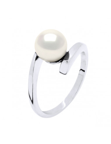 Anillo de plata adornado con una verdadera perla de cultura