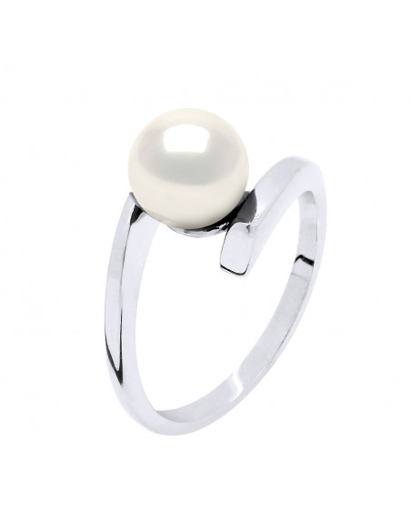Bague en Argent Ornée d'une Véritable Perle de Culture
