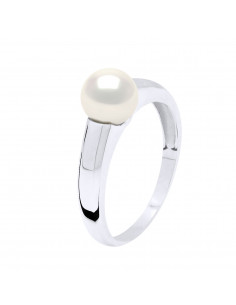 Bague Argent Massif et Véritable Perle Blanche