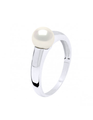 Anillo de Plata Masivo y Perla Blanca Verdadera