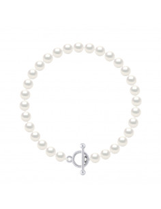 Runde Perlenarmband 6-7 mm - 2 Farben erhältlich - Silber 925 - Diane