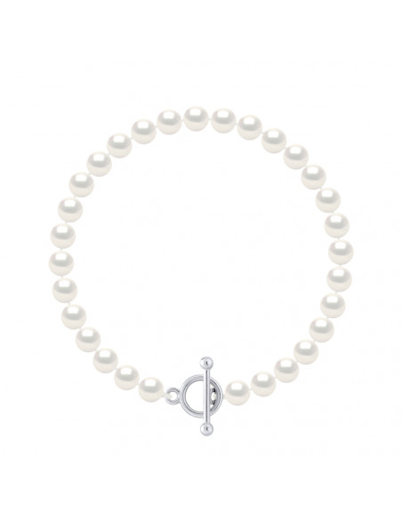 Round Beaded Bracelet 6-7 mm - 2 colors available - Silver 925 - Diane