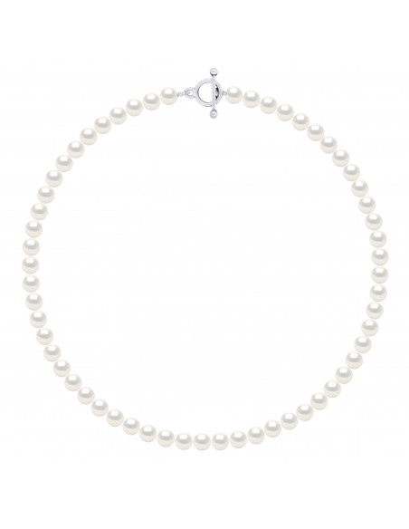 Collana rotonda perline 6-7 mm - 2 colori disponibili - Argento 925 - Diane