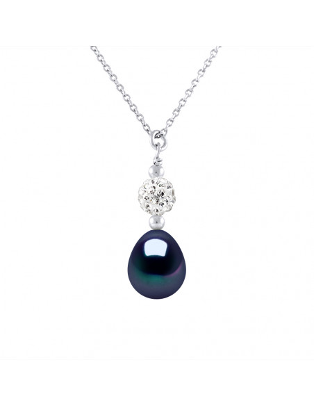 Culture Bead Necklace and Crystal - 2 Colors Available - Silver 925 - Andrea