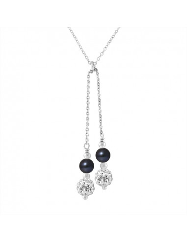 Culture and Crystal Duo Necklace Preciosa - 2 Colors - 925 Silver - Garance